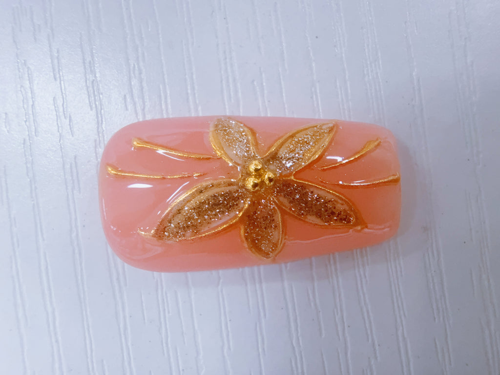 Red‑Blue Color‑Block Golden Butterfly Press‑On Nails, Reusable Fake Nails