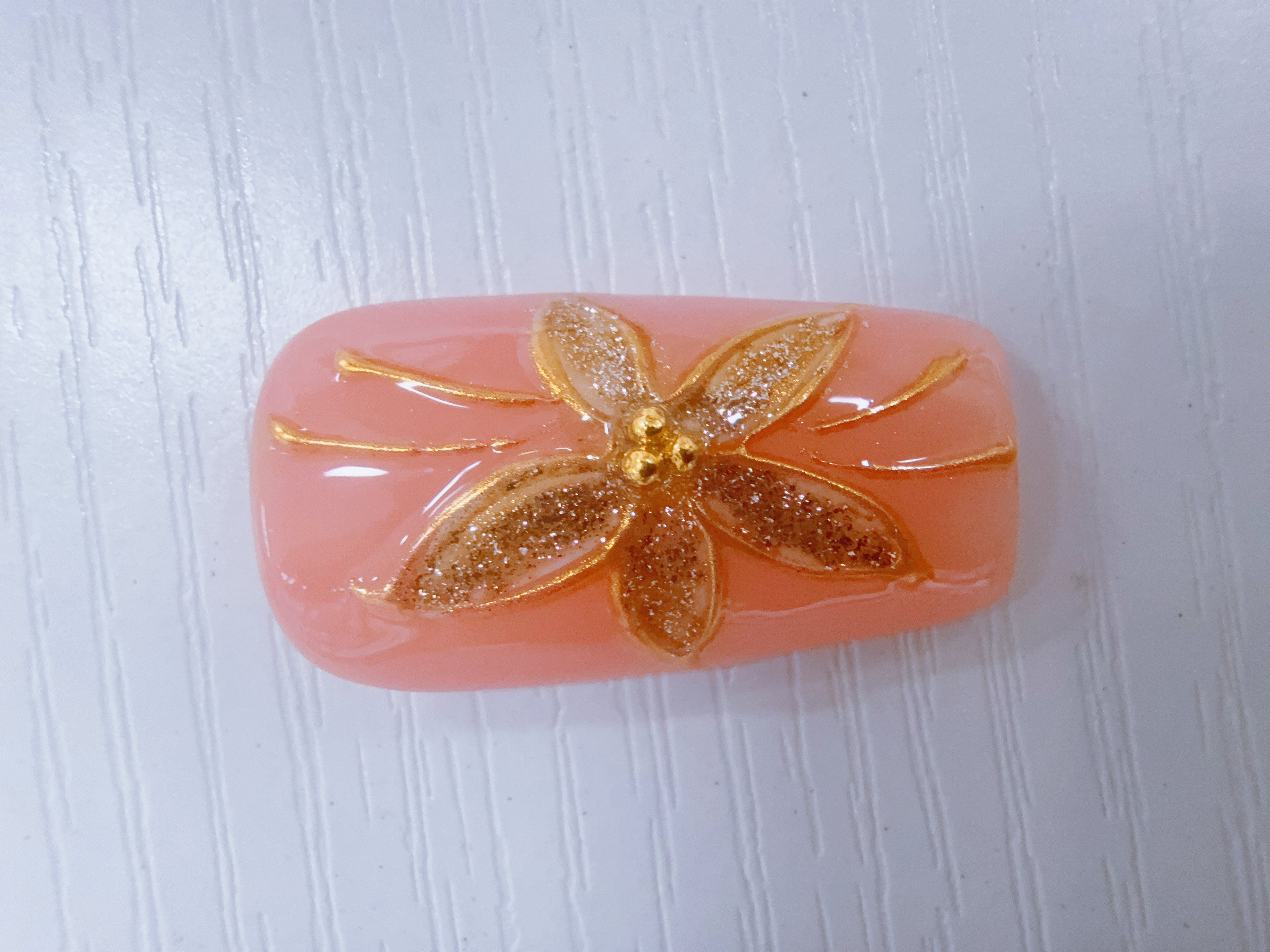 Red‑Blue Color‑Block Golden Butterfly Press‑On Nails, Reusable Fake Nails