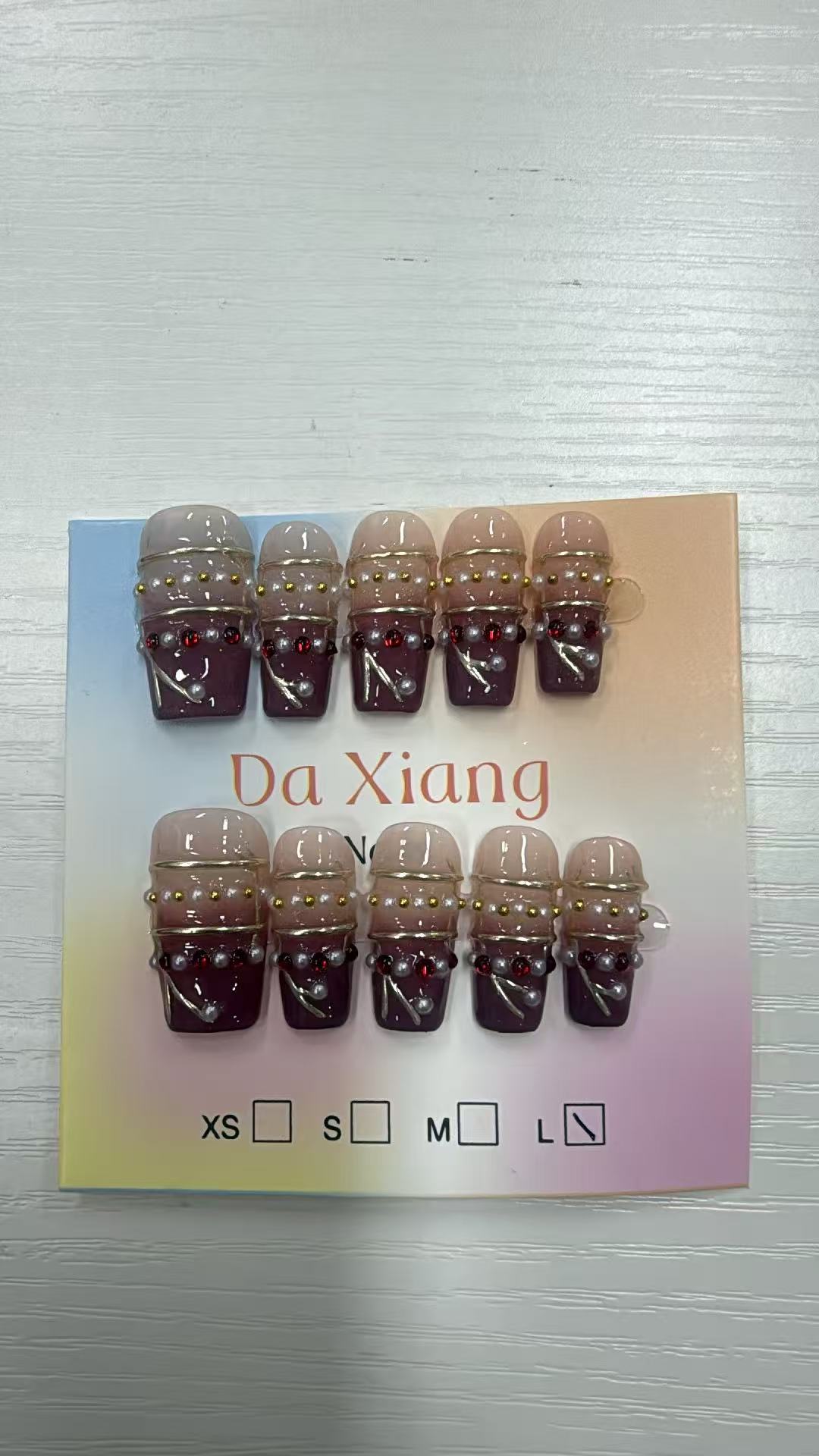 Dark‑Tone Rhinestone Short Press‑On Nails, Reusable Fake Nails