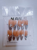 Gradient Silver‑Rhinestone Long Press‑On Nails, Reusable Fake Nails