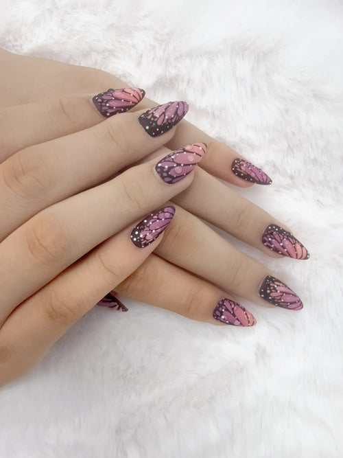 Black Polka Dot 3D Bow Press On Nails, Nude Pink French Square Fake Nails with Colorful Button Decor, Cute Sweet Handmade Nail Art