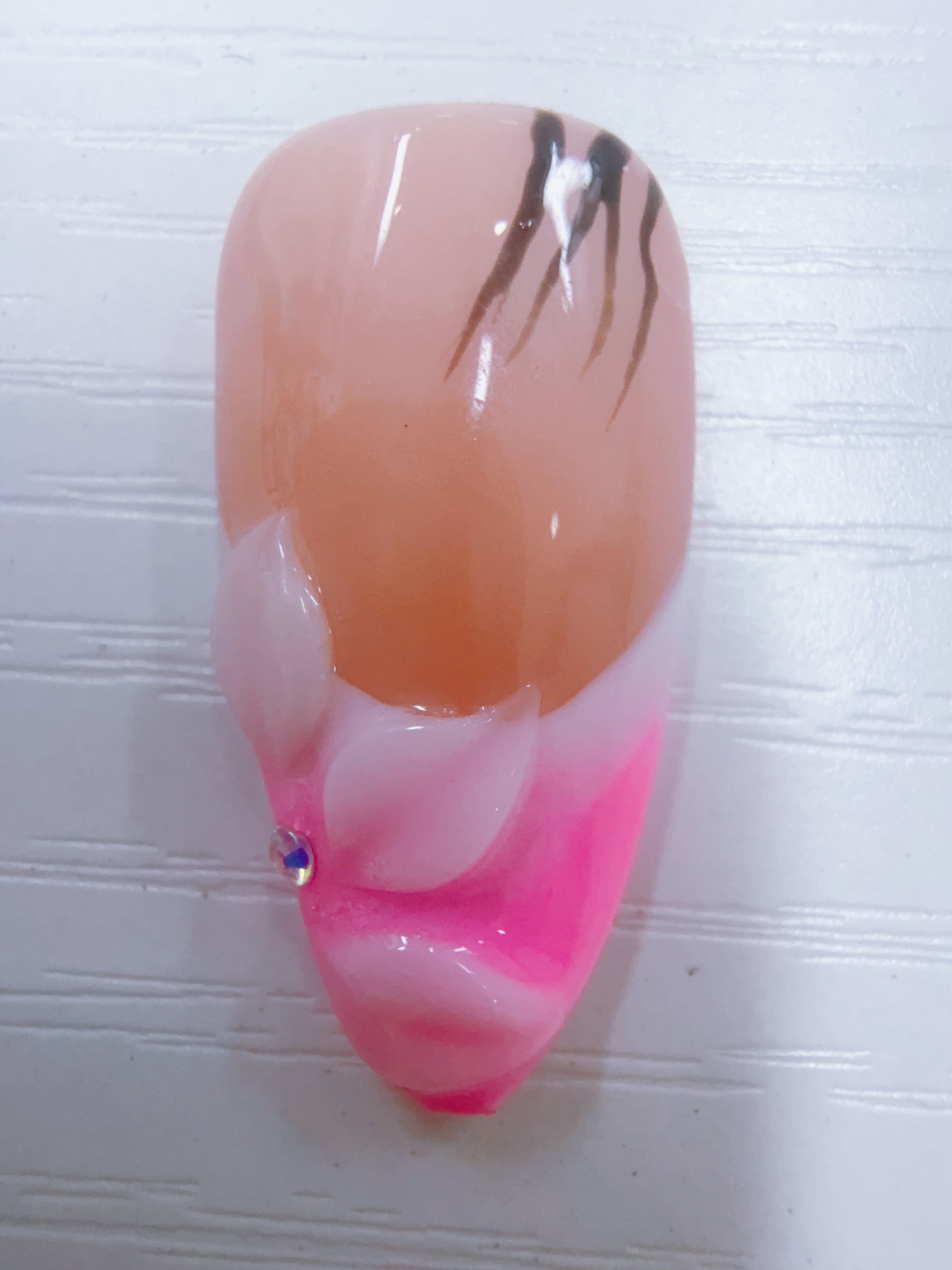 Pink‑Purple Gradient Hand‑Painted Press‑On Nails, Reusable Fake Nails