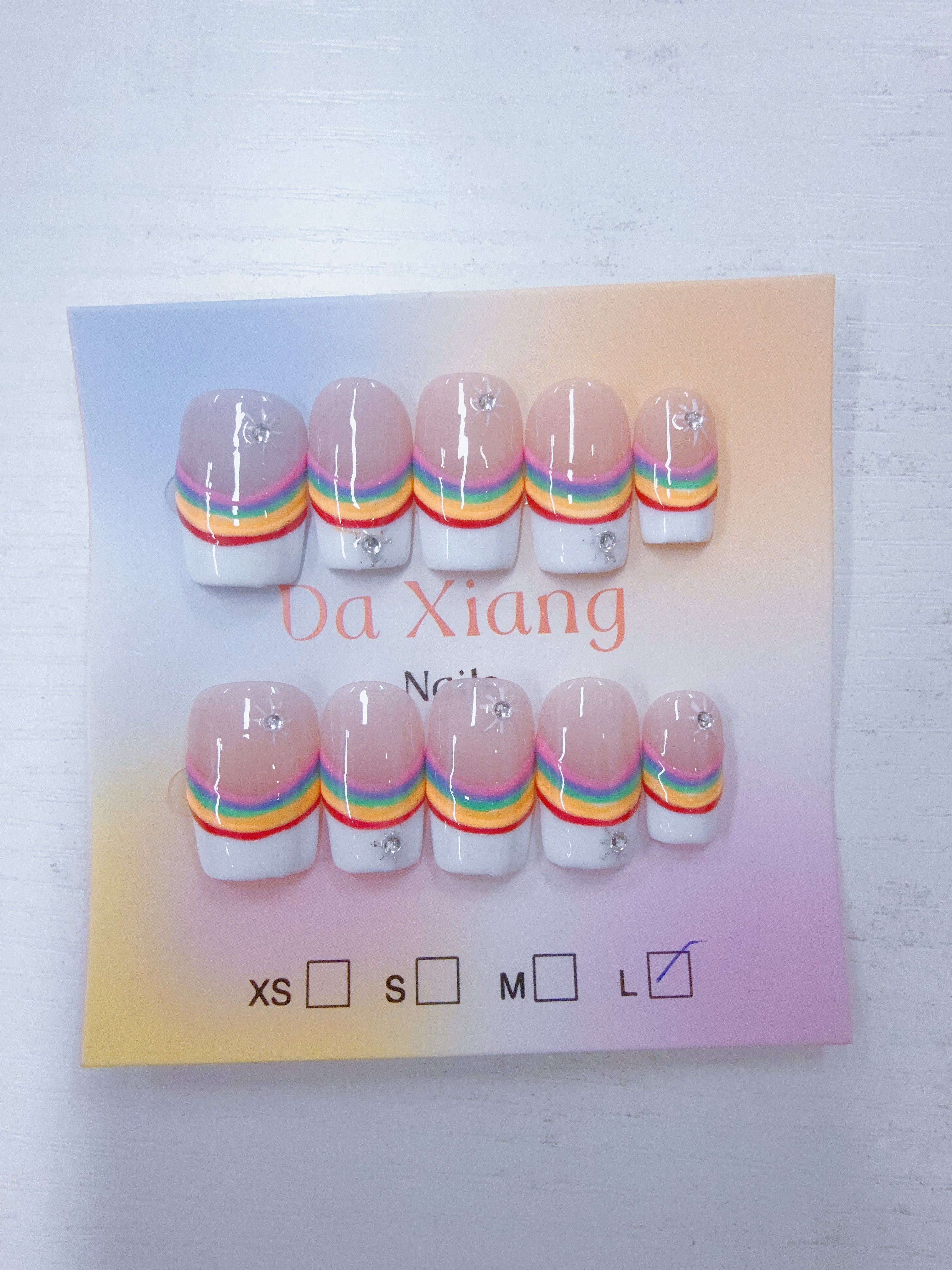 Rainbow French Short Press-On Nail Set