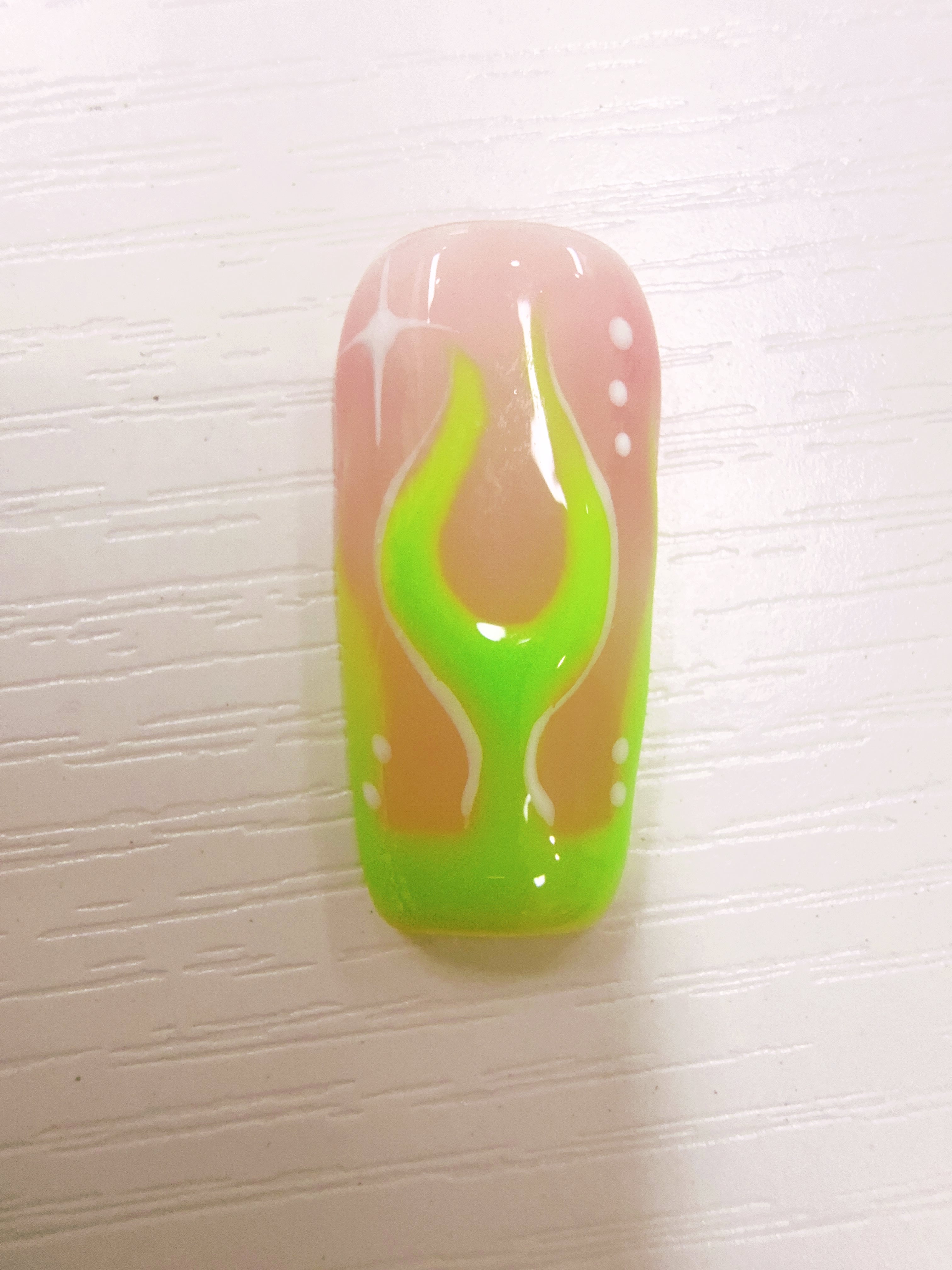 Colorful Flame‑Smiley Press‑On Nails, Reusable Artificial Nails