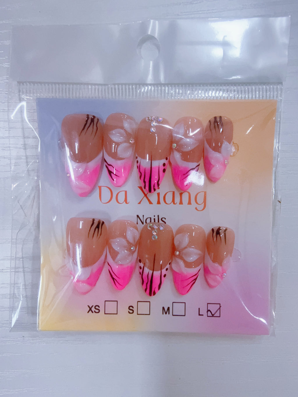Pink‑Purple Gradient Hand‑Painted Press‑On Nails, Reusable Fake Nails